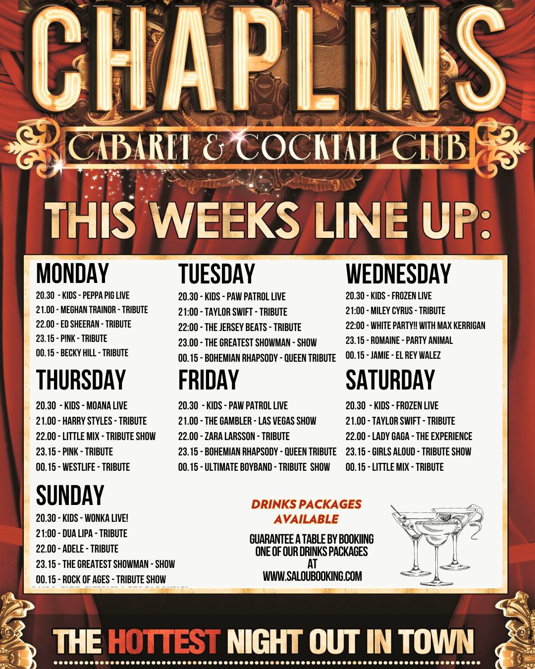 chaplins OUR WEEKLY LINE UP AT CHAPLINS From the 19th chaplins OUR WEEKLY LINE UP AT CHAPLINS From the 19th...